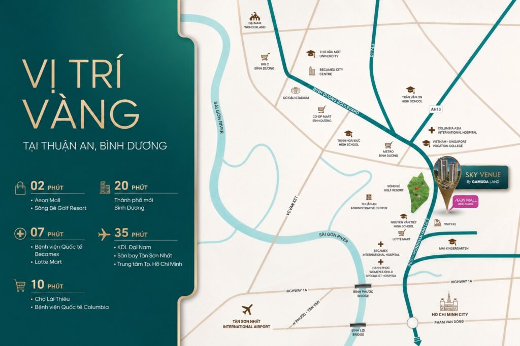 vị trí dự án sky venue gamuda land bình dương